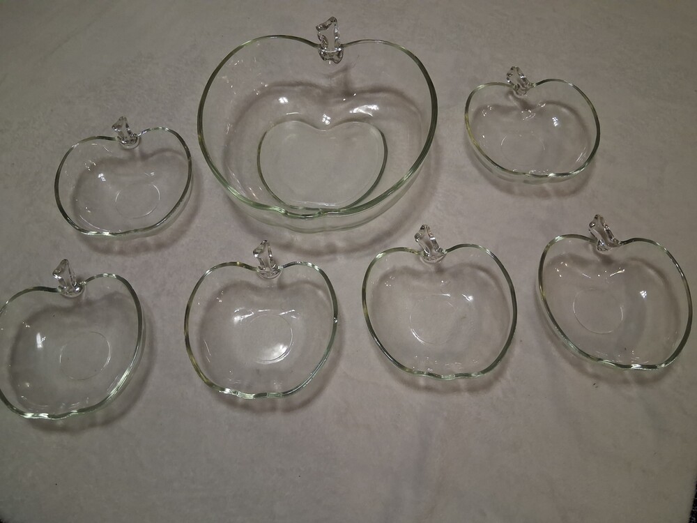 Vintage Clear Glass Apple-Shaped Serving Bowls